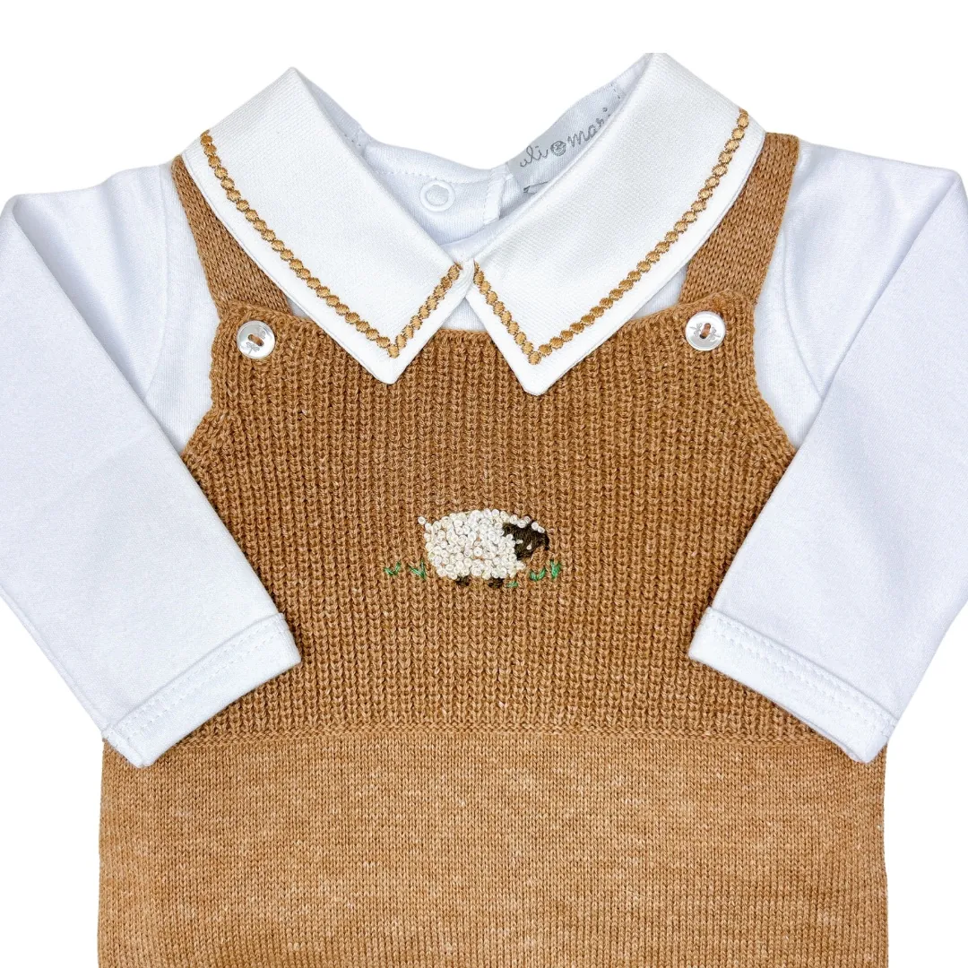 Jardineira Ovelha caramelo com body - 2 peças - Imagem 5