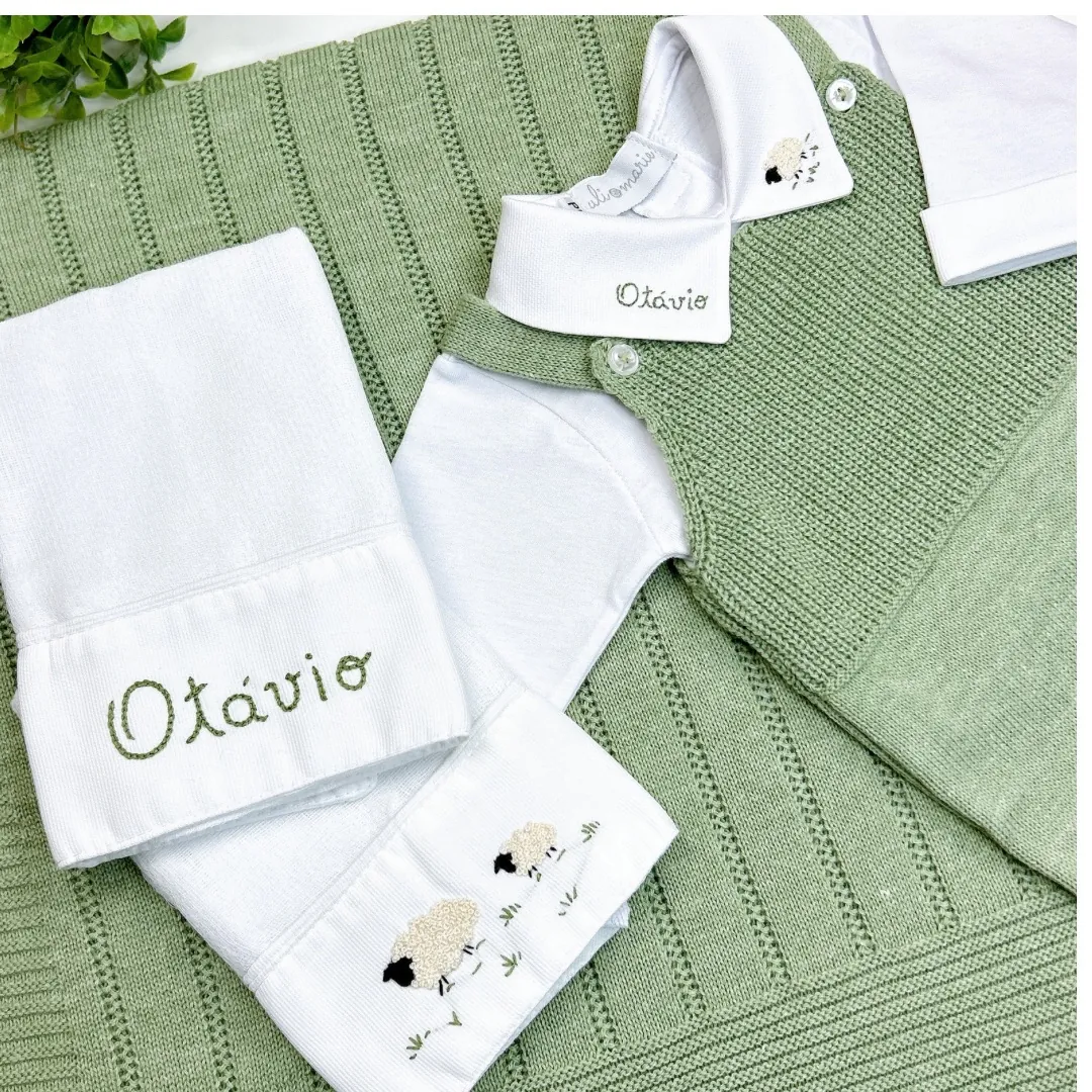 Saída Maternidade Carneirinho personalizada -5 peças - Imagem 5