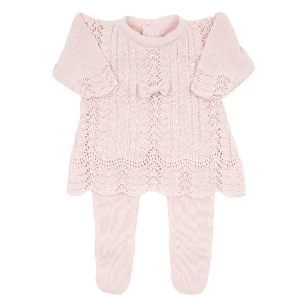 Saída Maternidade Vestido Rendado Rosa Bebê - 4 peças - Imagem 10