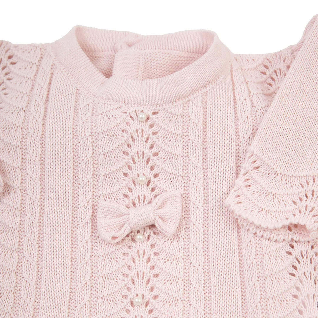 Saída Maternidade Vestido Rendado Rosa Bebê - 4 peças - Imagem 4