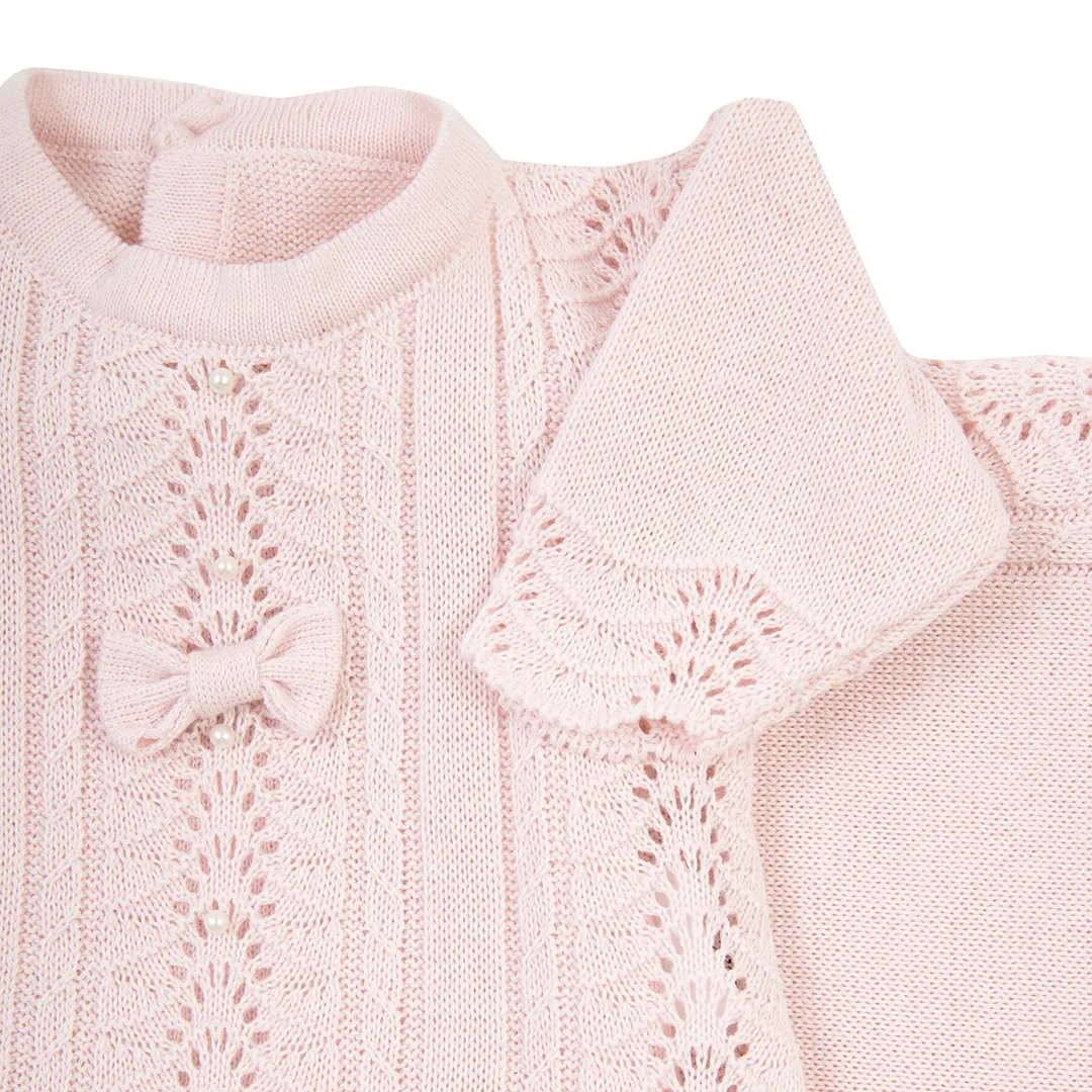 Saída Maternidade Vestido Rendado Rosa Bebê - 4 peças - Imagem 9