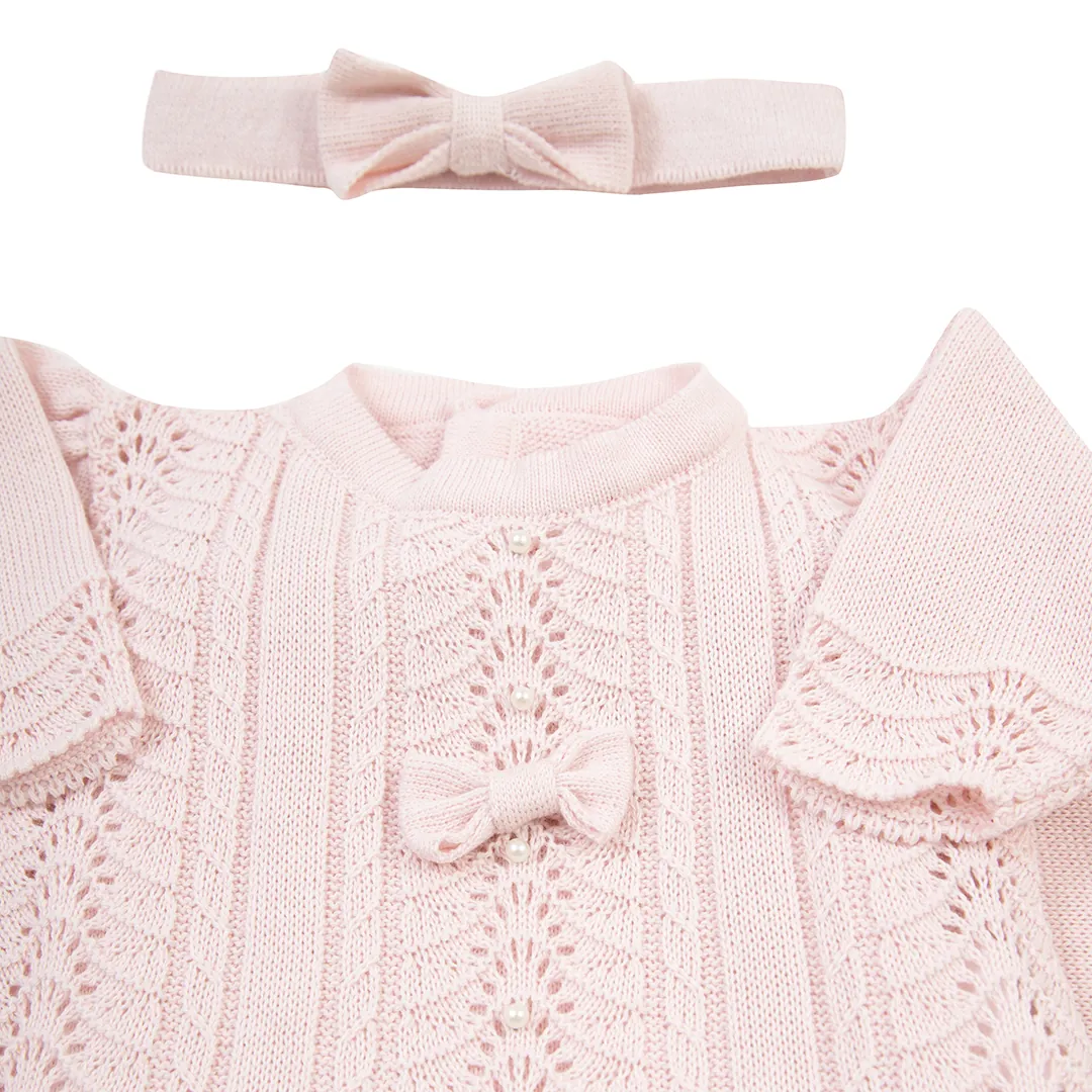 Saída Maternidade Vestido Rendado Rosa Bebê - 4 peças - Imagem 13