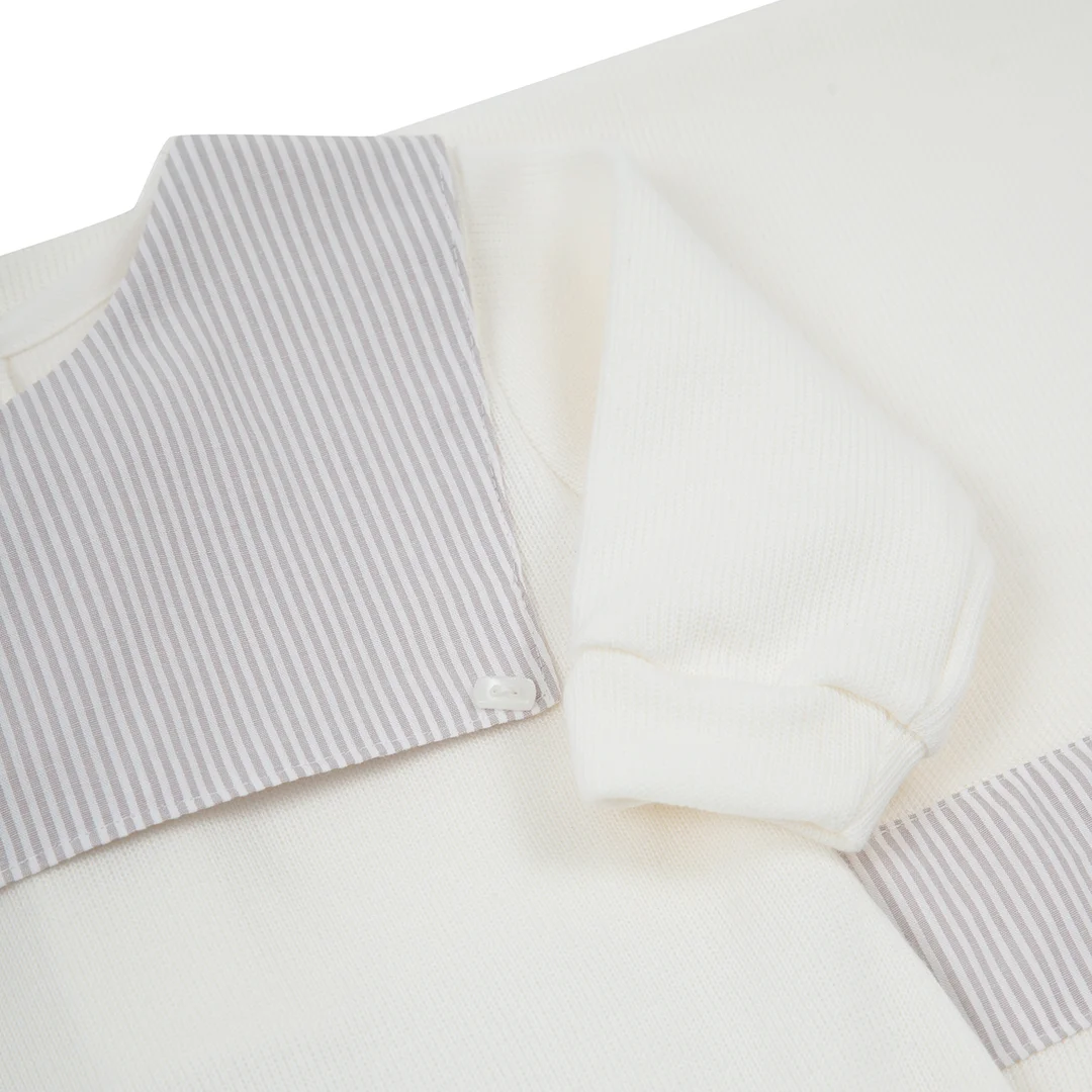 Macacão Luiz com pala em tecido listrado cinza - Imagem 3