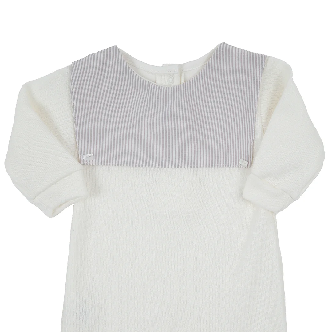 Macacão Luiz com pala em tecido listrado cinza - Imagem 2