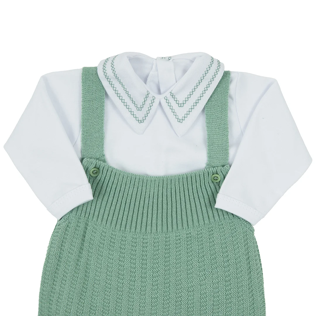 Jardineira Ulisses verde cidreira com Body - 2 peças - Imagem 3