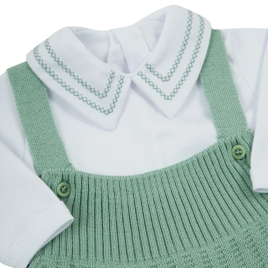 Jardineira Ulisses verde cidreira com Body - 2 peças - Imagem 4