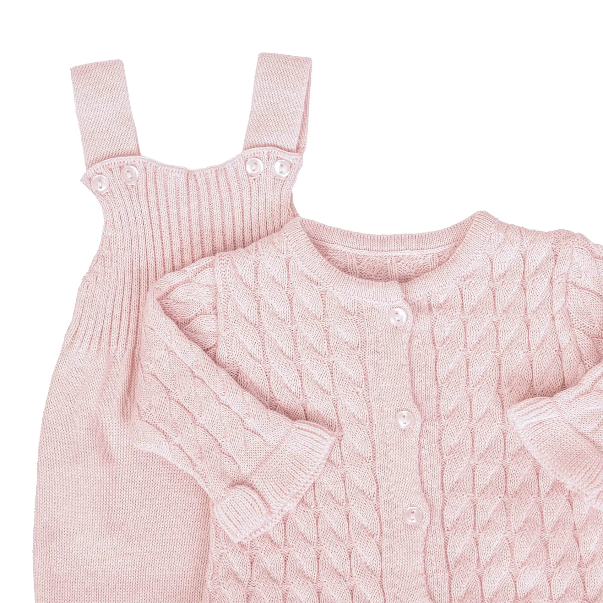 jardineira e casaquinho manu rosa bebê 2