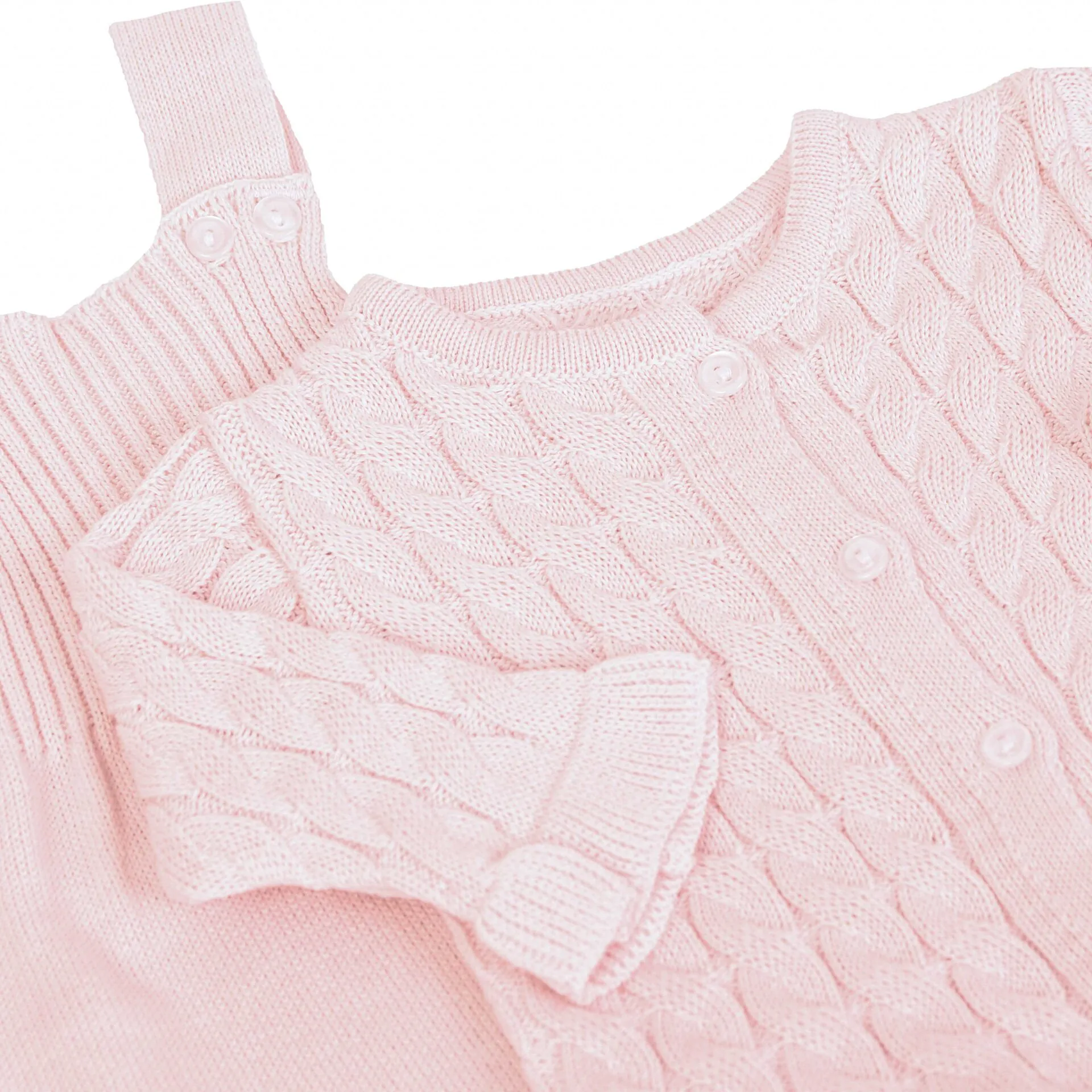 jardineira e casaquinho manu rosa bebê 1