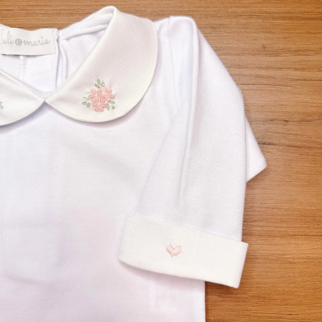 body floral menina bordado a mão com nome