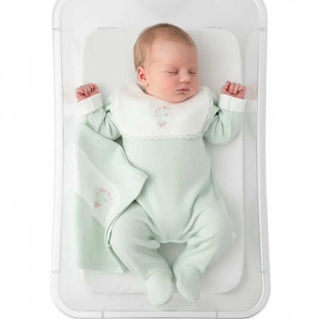 Saída Maternidade Ramalhete verde malva - 2 peças - Imagem 2