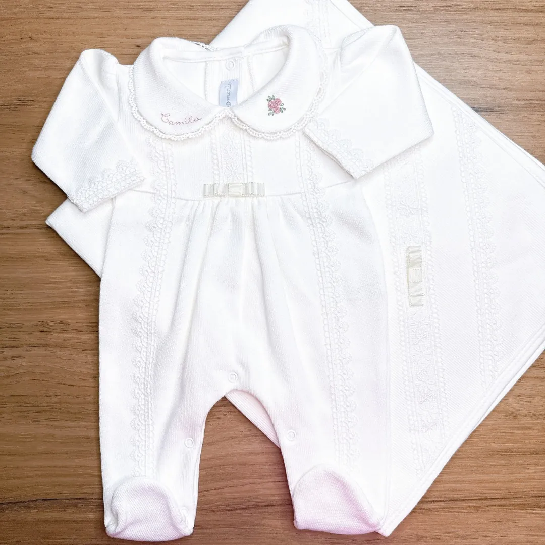 Saída Maternidade Cecília Personalizado off-white - 4 peças - Imagem 7