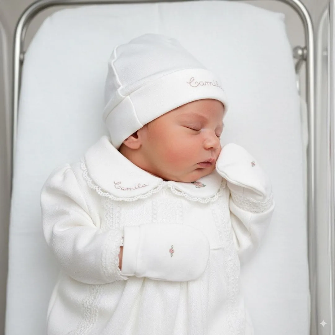 Saída Maternidade Cecília Personalizado off-white - 4 peças - Imagem 10