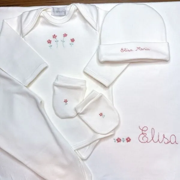 Kit Maternidade em Algodão Egípcio Personalizado Menina - 5 peças - Imagem 2