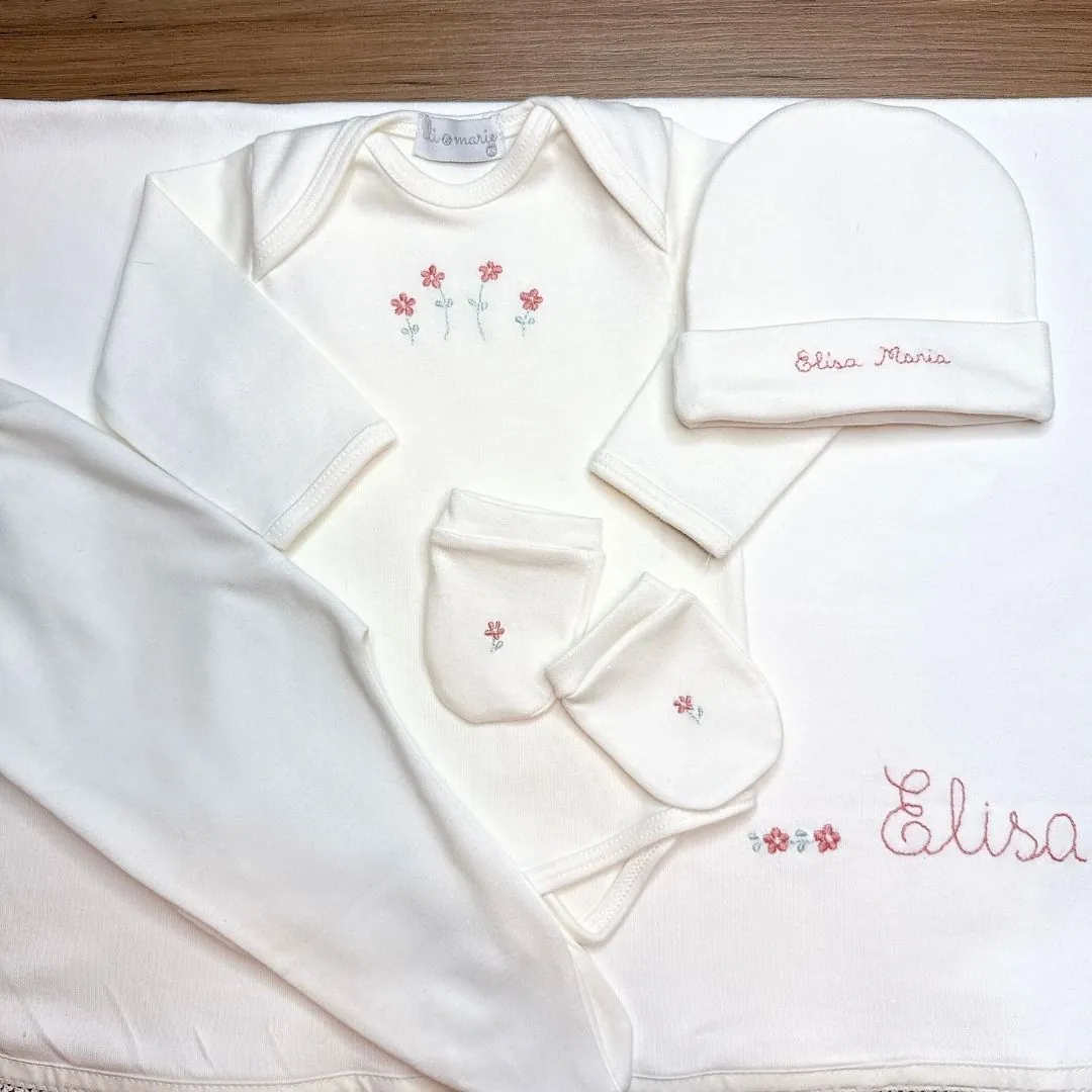 Kit Maternidade em Algodão Egípcio Personalizado Menina - 5 peças - Imagem 5