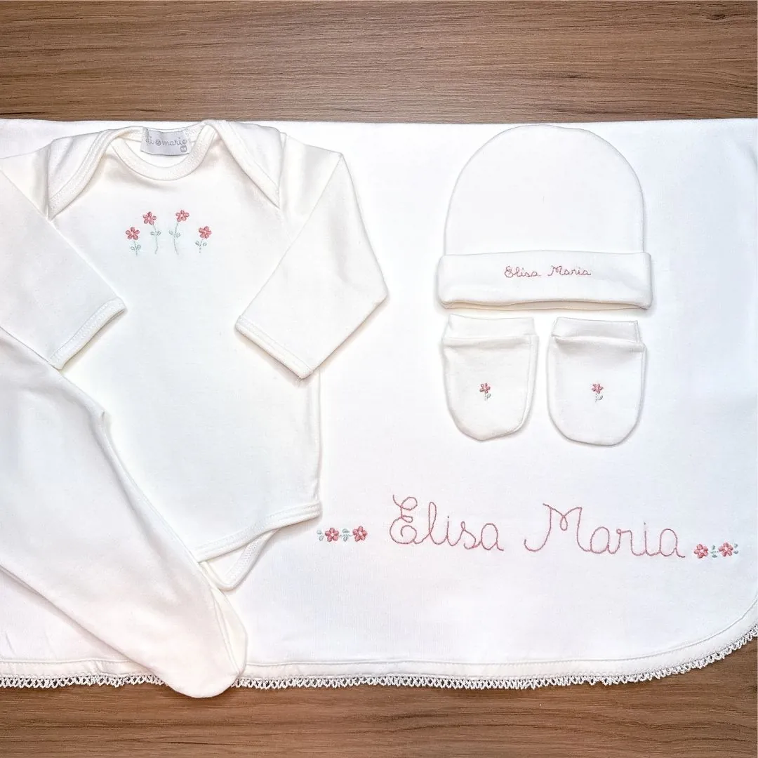 Kit Maternidade em Algodão Egípcio Personalizado Menina - 5 peças - Imagem 11