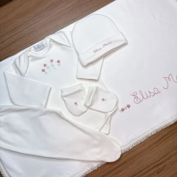 Kit Maternidade em Algodão Egípcio Personalizado Menina - 5 peças