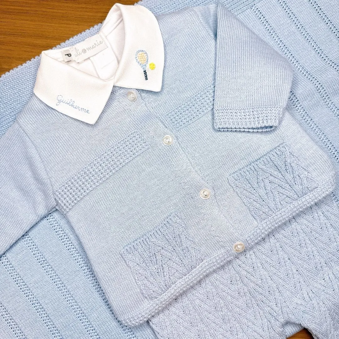 Saída Maternidade Tenista azul bebê - 4 peças