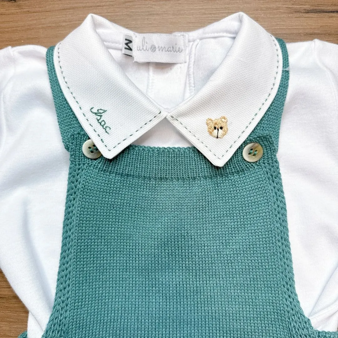 Romper Capri verde relva com Body personalizado - 2 peças