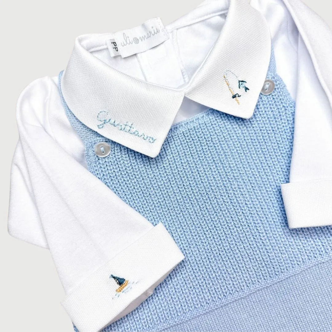 Jardineira e body Pescaria- 2 peças