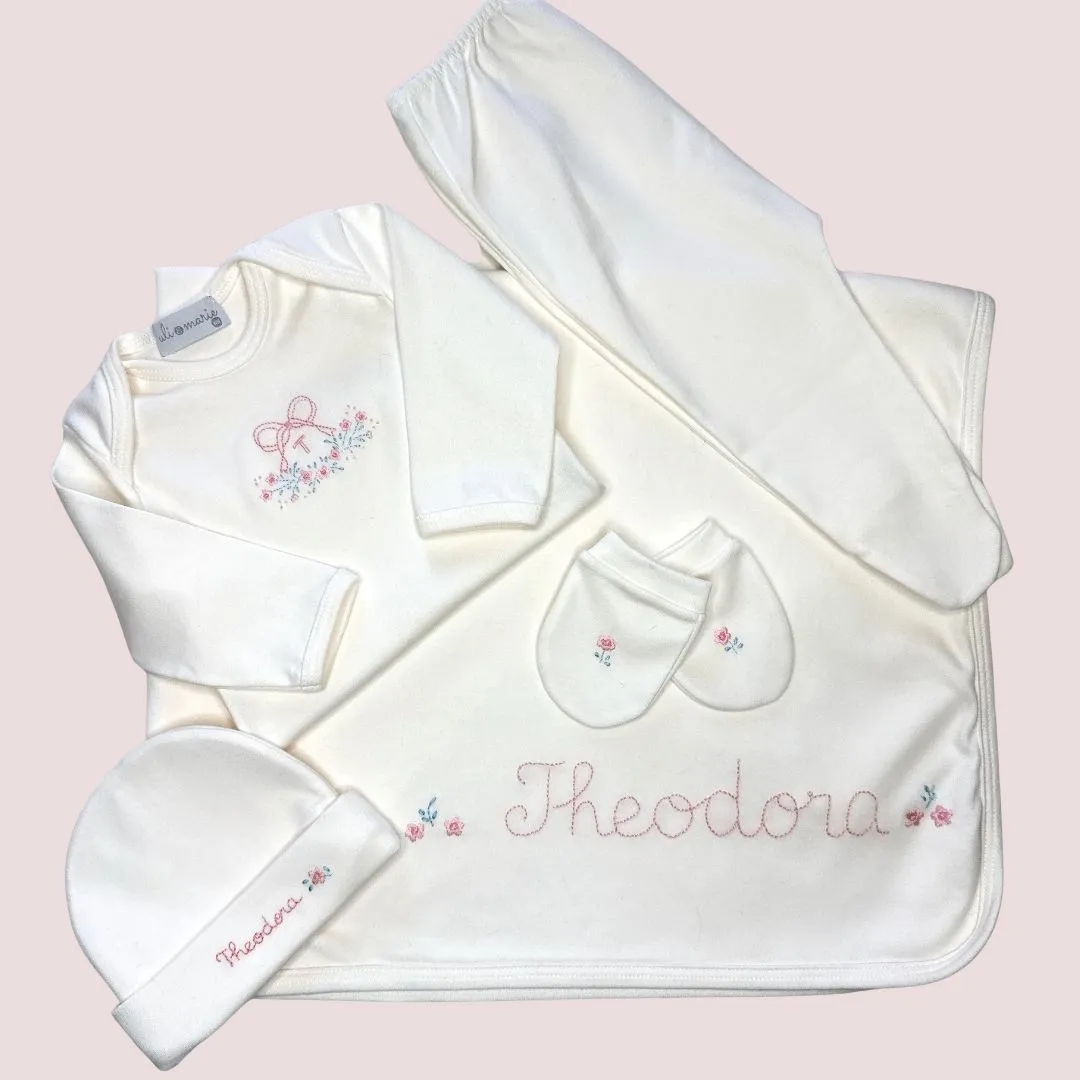 Kit Maternidade em Algodão Egípcio Personalizado Menina - 5 peças - Imagem 2