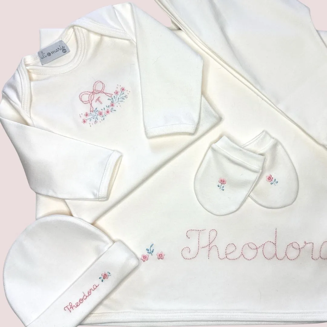 Kit Maternidade em Algodão Egípcio Personalizado Menina - 5 peças - Imagem 3